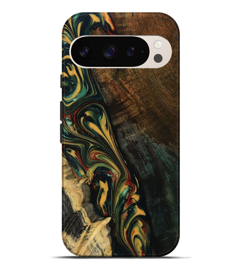 Pixel 9 Pro XL Wood Live Edge Phone Case - Dortha (Green, 815479)