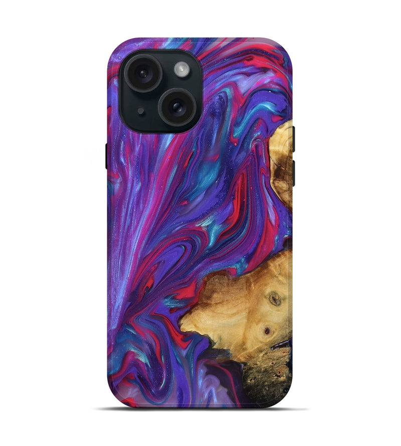 iPhone 15 Wood Live Edge Phone Case - Ronny (Purple, 815490)