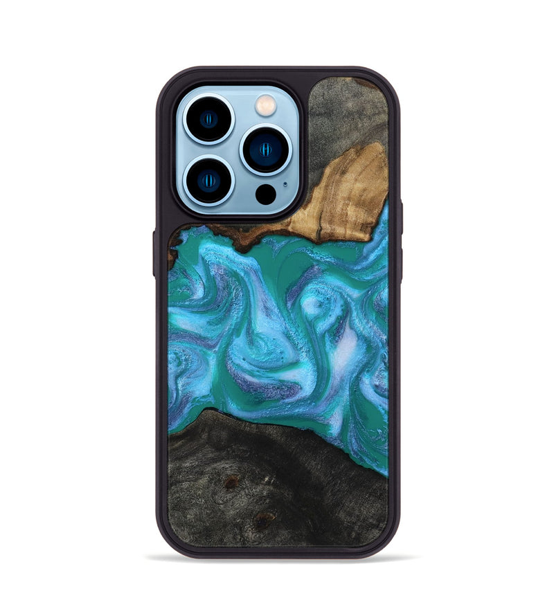 iPhone 14 Pro Wood Phone Case - Nya (Blue, 815492)