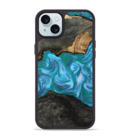 iPhone 15 Plus Wood Phone Case - Nya (Blue, 815492)