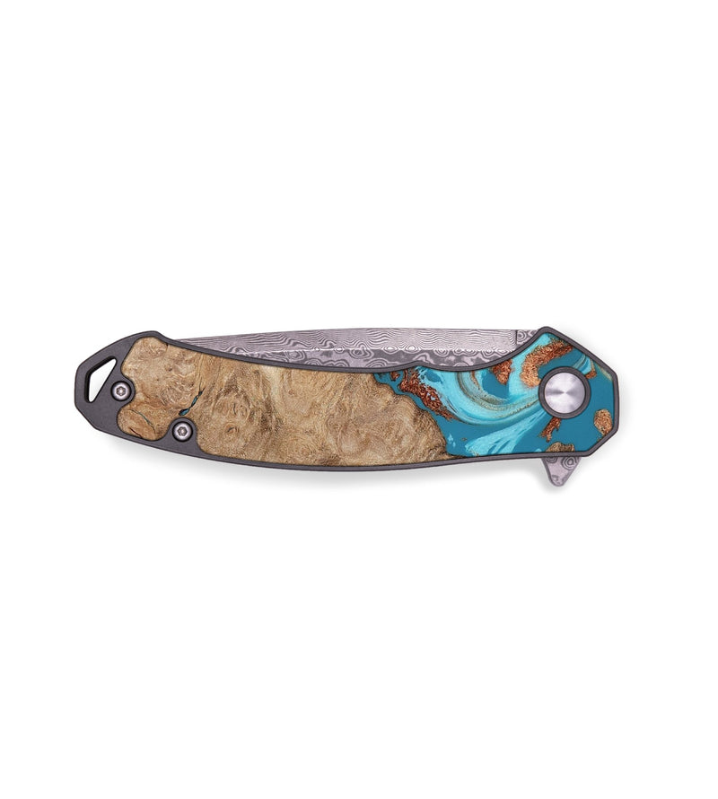 EDC Wood Pocket Knife - Zayd (Teal & Gold, 815494)