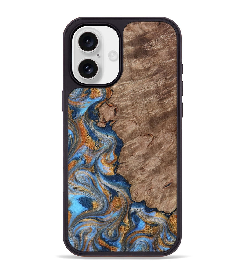 iPhone 16 Plus Wood Phone Case - Marvel (Teal & Gold, 815499)
