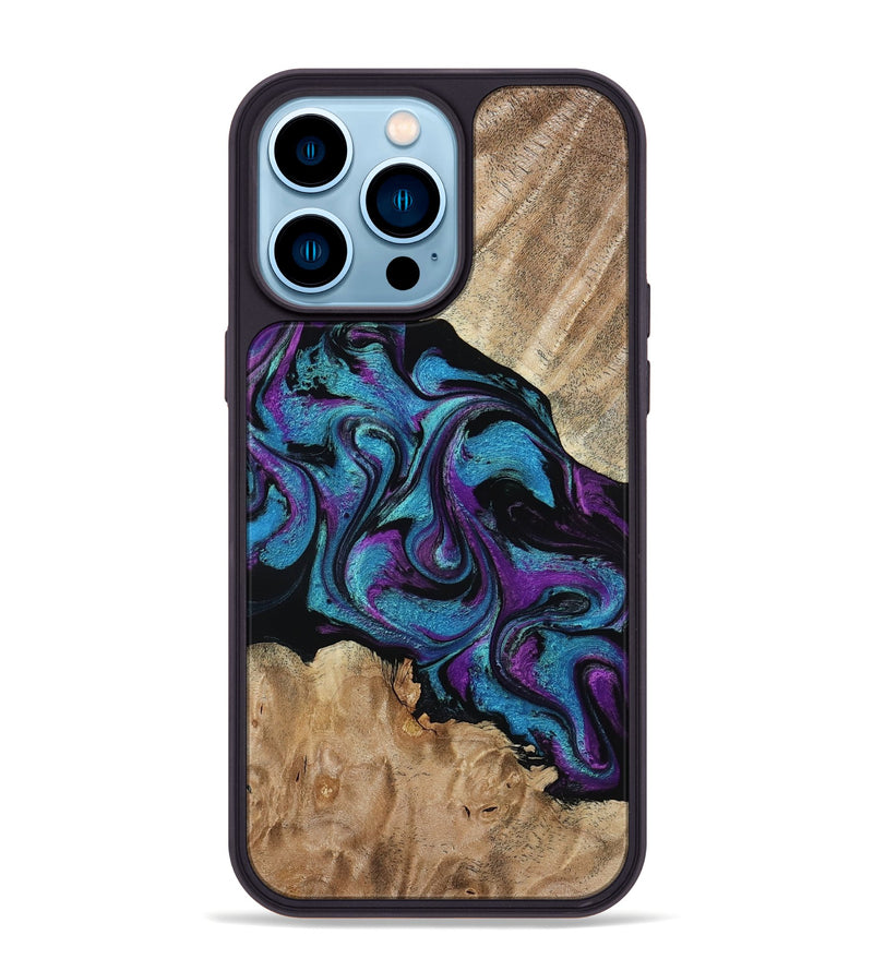 iPhone 14 Pro Max Wood Phone Case - Spring (Purple, 815506)