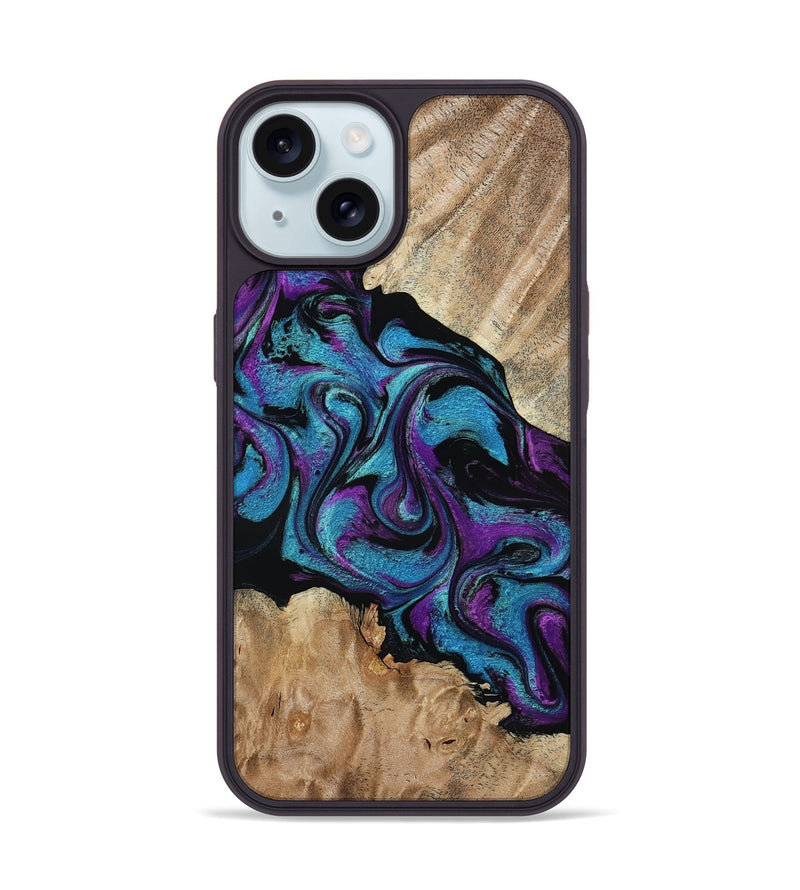 iPhone 15 Wood Phone Case - Spring (Purple, 815506)