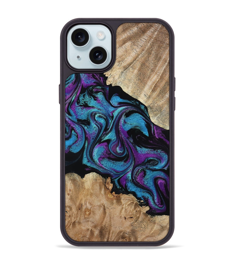 iPhone 15 Plus Wood Phone Case - Spring (Purple, 815506)
