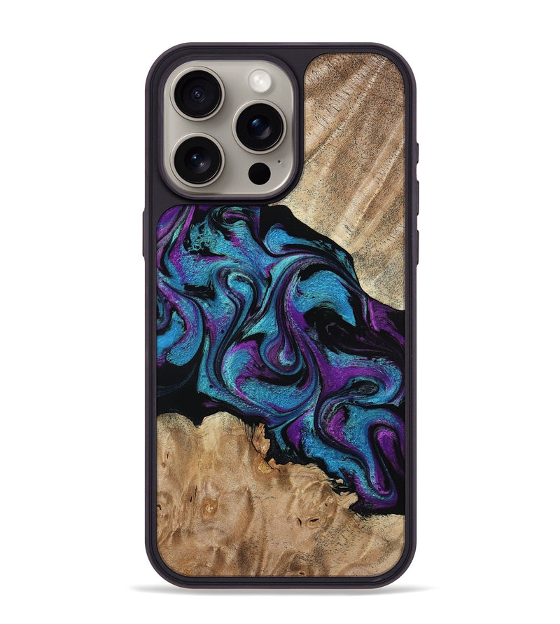 iPhone 15 Pro Max Wood Phone Case - Spring (Purple, 815506)