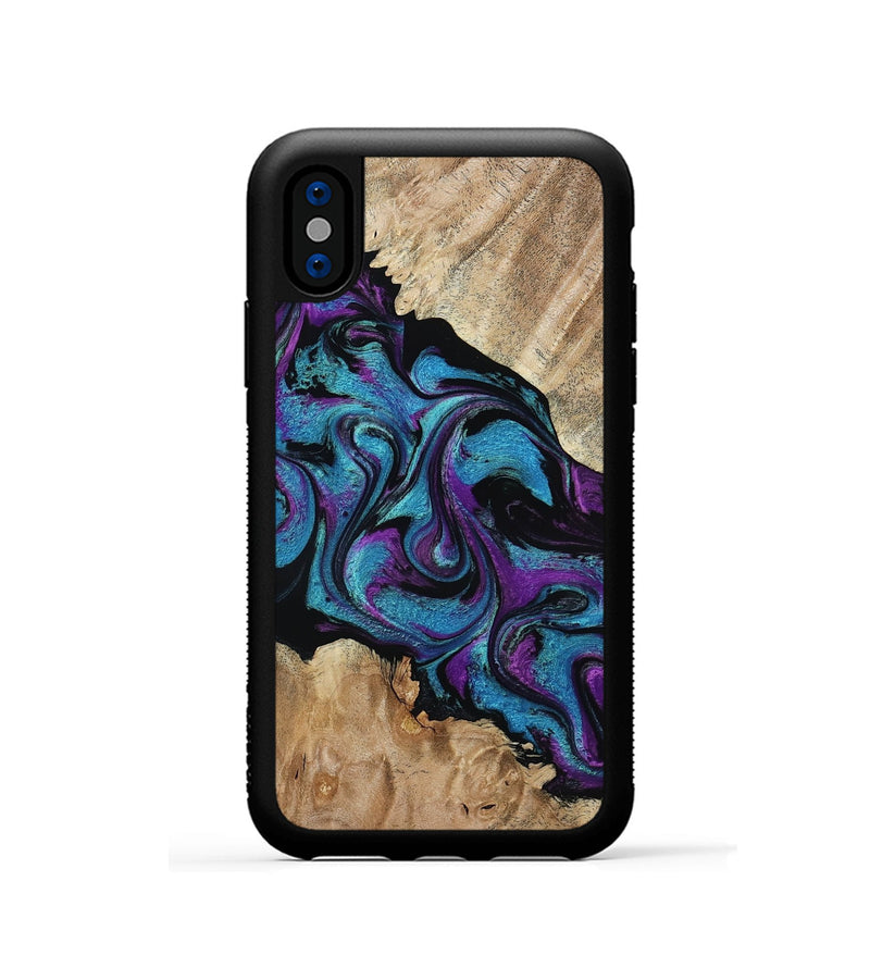 iPhone Xs Wood Phone Case - Spring (Purple, 815506)