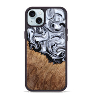 iPhone 15 Plus Wood Phone Case - Coretta (Black & White, 815507)