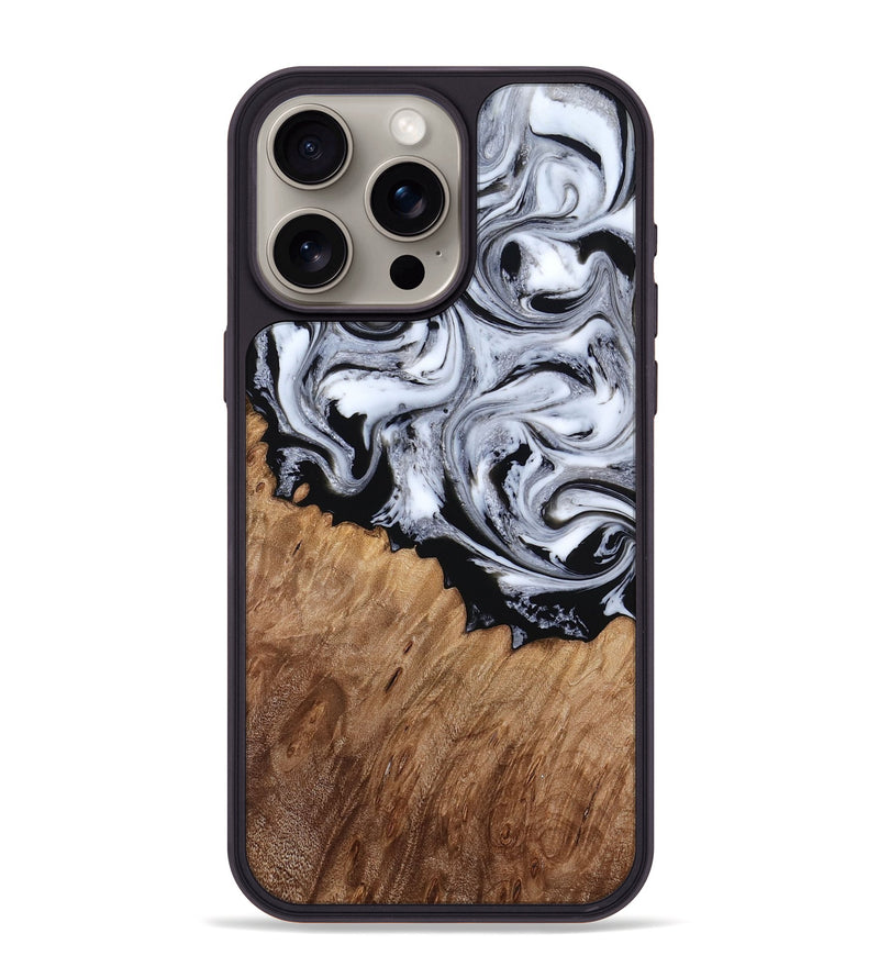 iPhone 15 Pro Max Wood Phone Case - Coretta (Black & White, 815507)