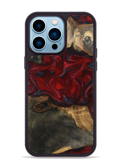 iPhone 14 Pro Max Wood Phone Case - Lina (Red, 815509)