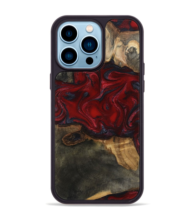 iPhone 14 Pro Max Wood Phone Case - Lina (Red, 815509)