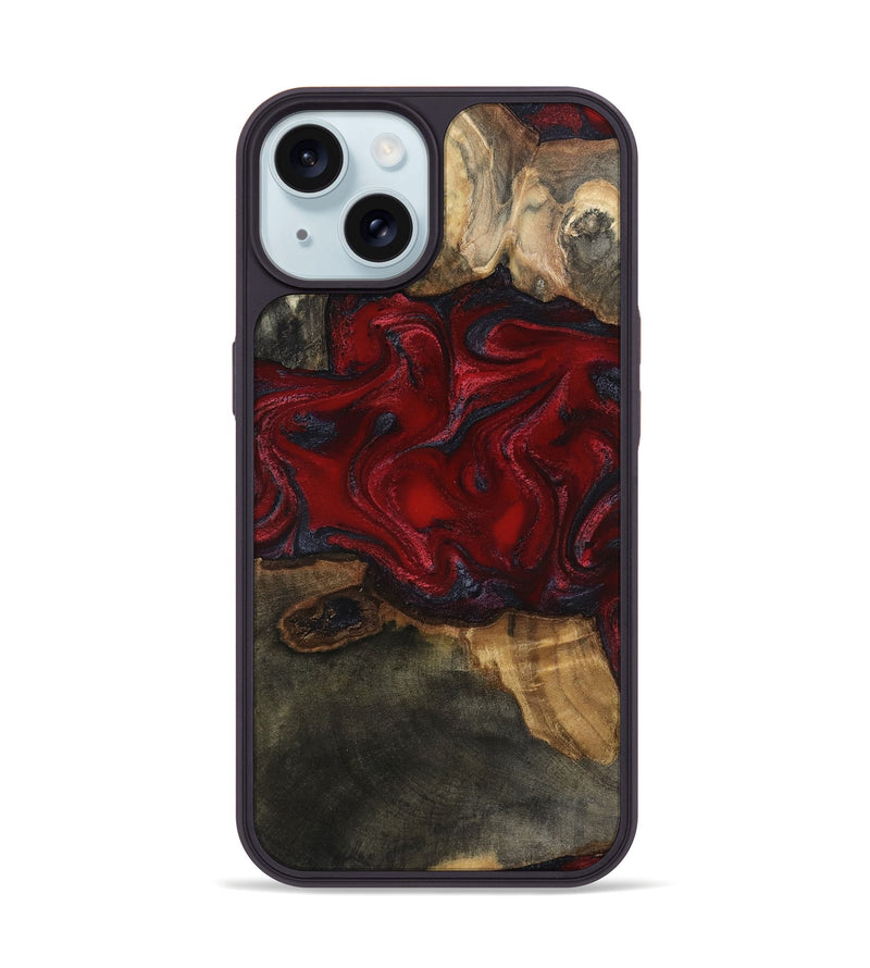 iPhone 15 Wood Phone Case - Lina (Red, 815509)