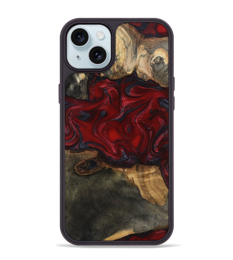 iPhone 15 Plus Wood Phone Case - Lina (Red, 815509)