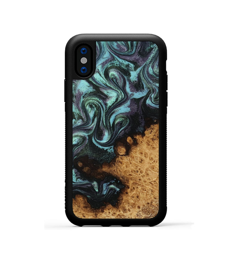 iPhone Xs Wood Phone Case - Cali (Green, 815527)