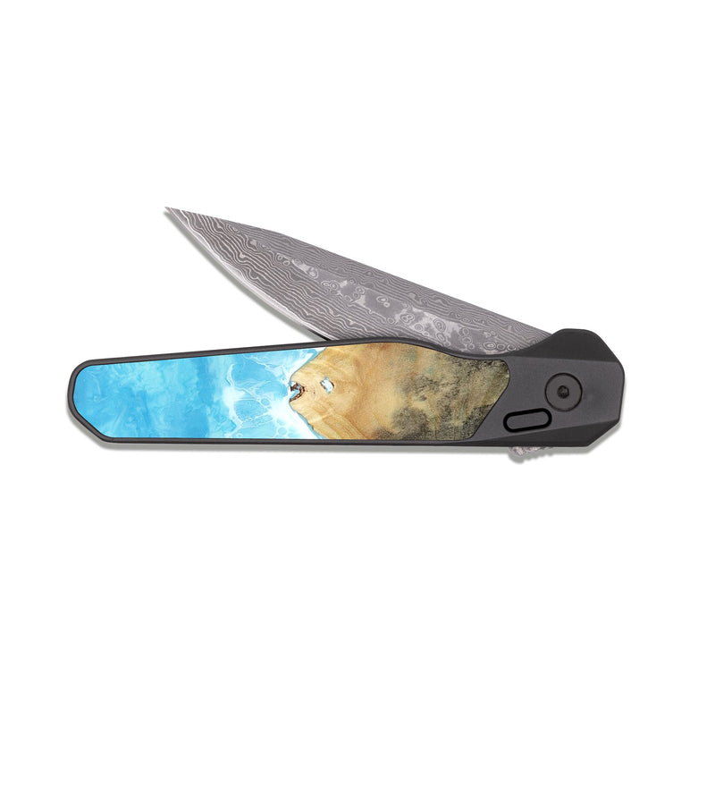 EDC Dark Damascus Wood Pocket Knife - Blanca (Coastal, 815569)