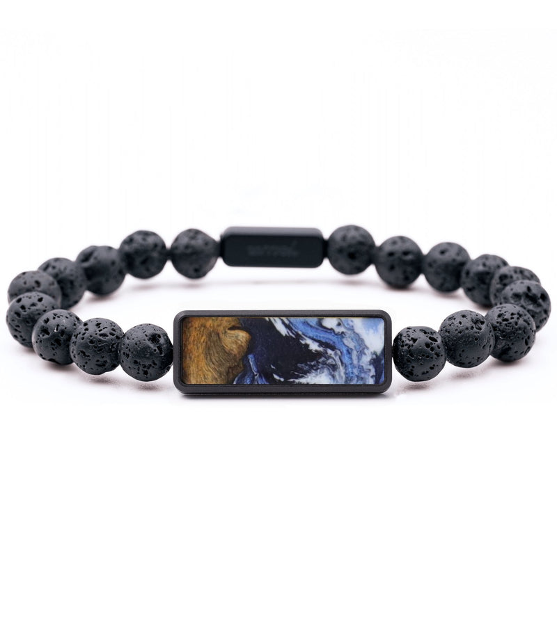 Lava Bead Wood Bracelet - Carissa (Blue, 815640)