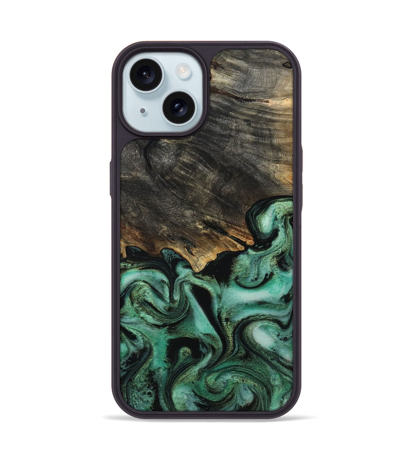 iPhone 15 Wood Phone Case - Devan (Green, 815657)