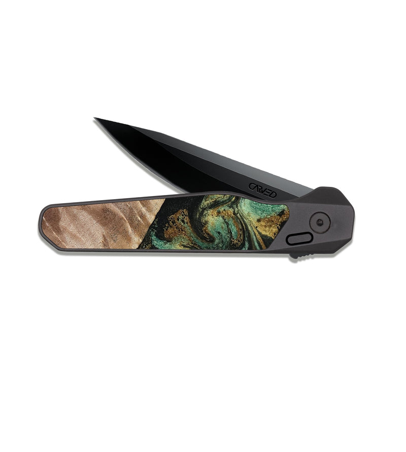 EDC Dark Slate Wood Pocket Knife - Deron (Green, 815658)