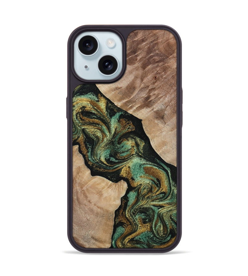 iPhone 15 Wood Phone Case - Deron (Green, 815658)