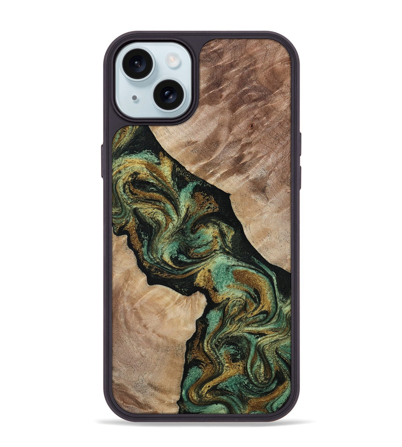 iPhone 15 Plus Wood Phone Case - Deron (Green, 815658)