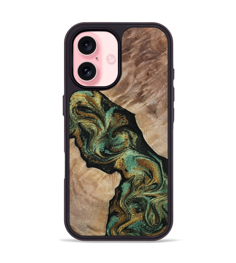 iPhone 16 Wood Phone Case - Deron (Green, 815658)