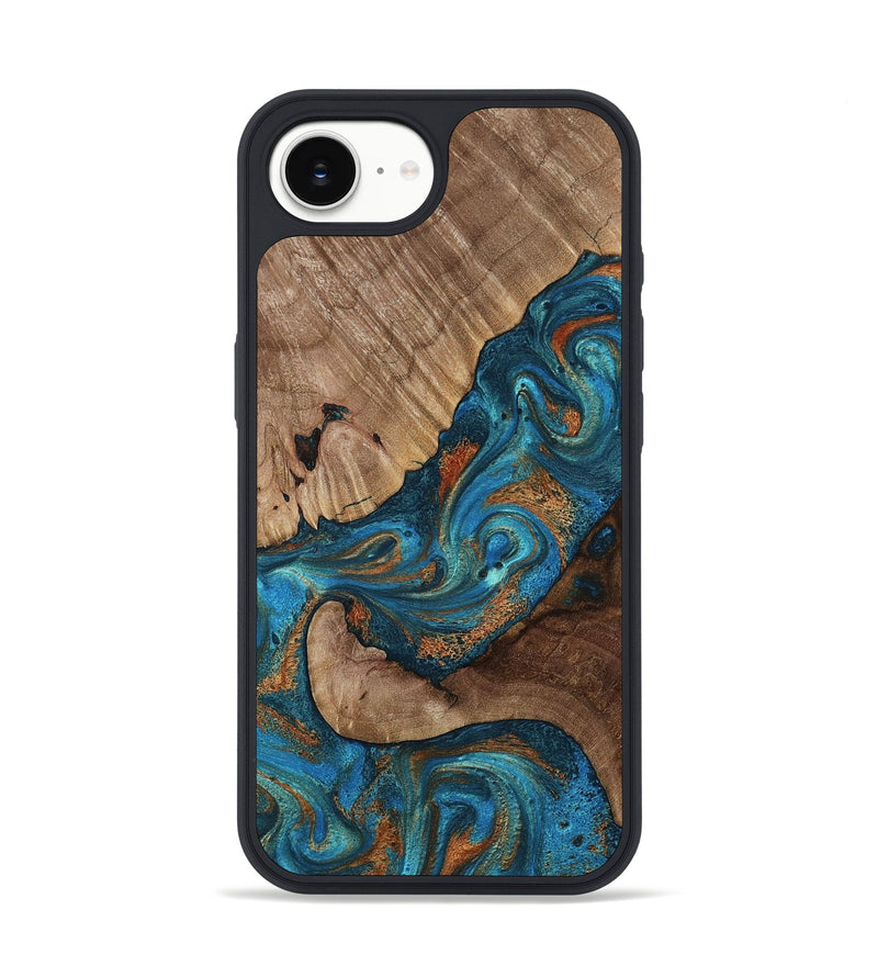 iPhone 17e Wood Phone Case - Dylan (Teal & Gold, 815659)
