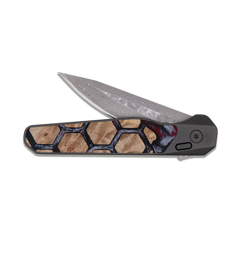 EDC Dark Damascus Wood Pocket Knife - Darin (Pattern, 815687)