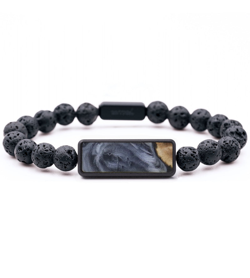 Lava Bead Wood Bracelet - Ronnie (Black & White, 815719)