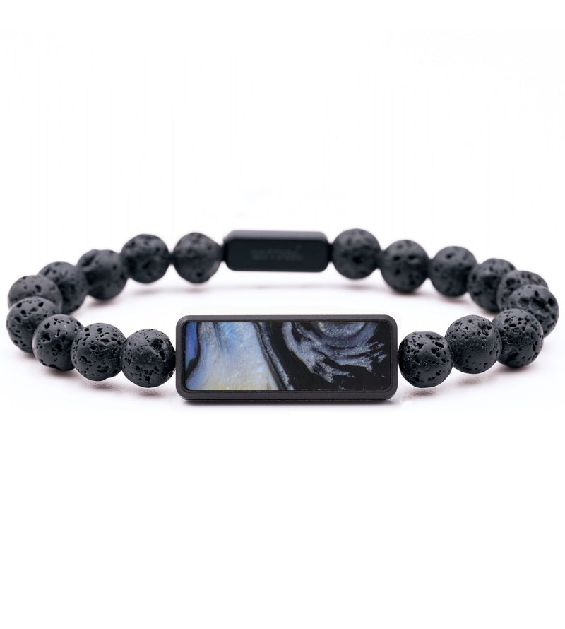 Lava Bead ResinArt Bracelet - Ronan (Black & White, 815723)