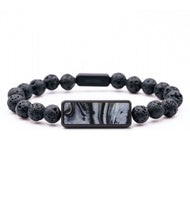 Lava Bead ResinArt Bracelet - Ashley (Black & White, 815737)