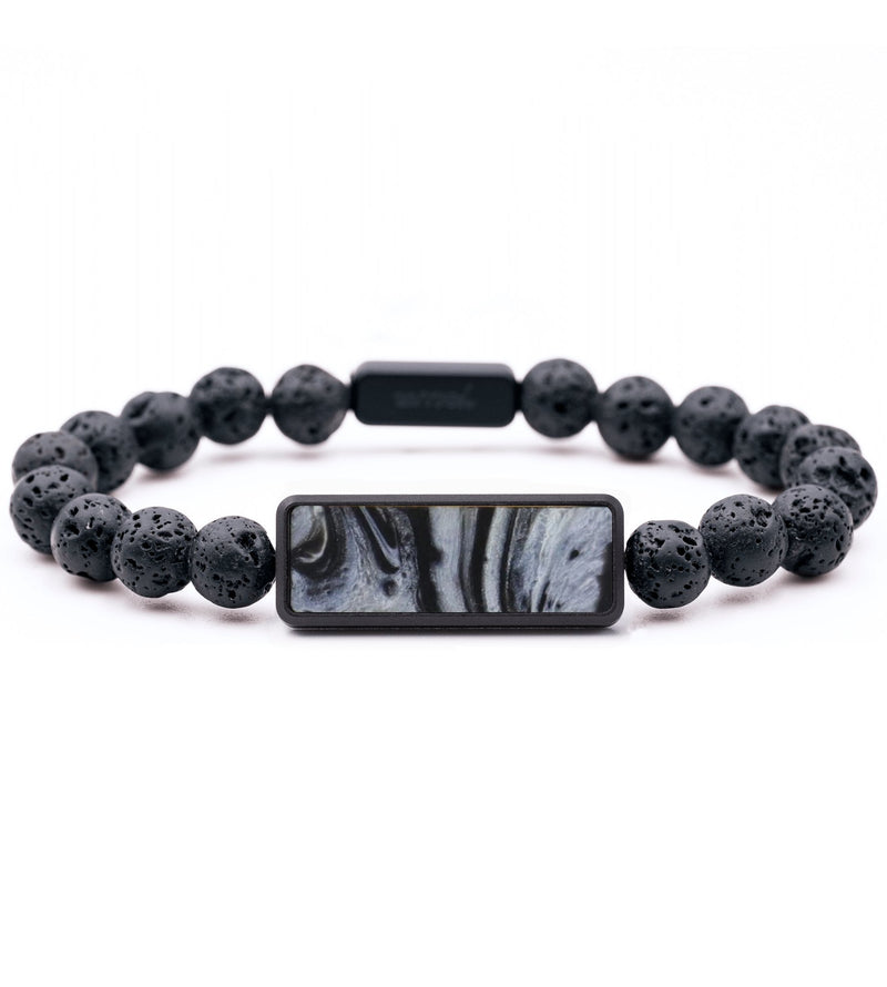 Lava Bead ResinArt Bracelet - Ashley (Black & White, 815737)