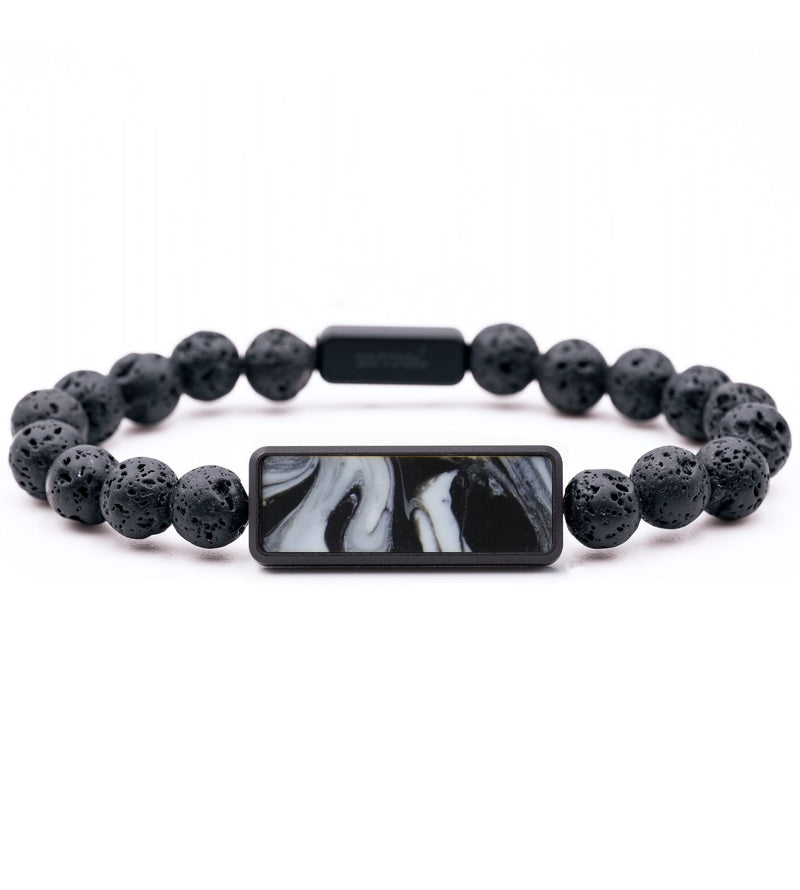 Lava Bead ResinArt Bracelet - Juanita (Black & White, 815739)