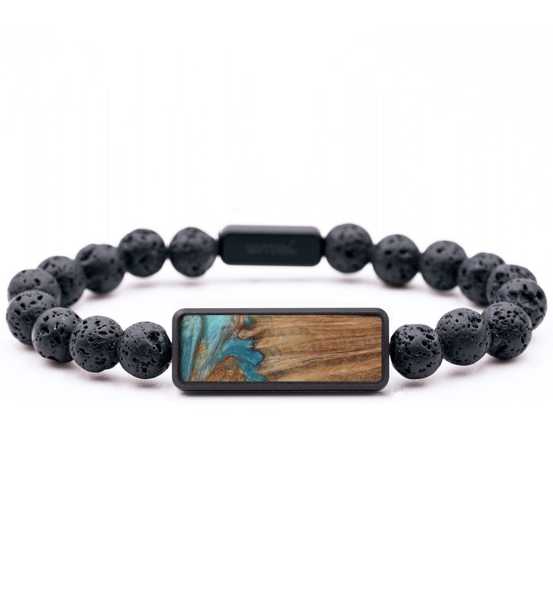 Lava Bead Wood Bracelet - Fernando (Teal & Gold, 815743)