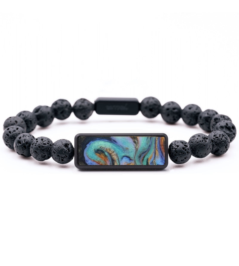 Lava Bead ResinArt Bracelet - Elise (Teal & Gold, 815754)