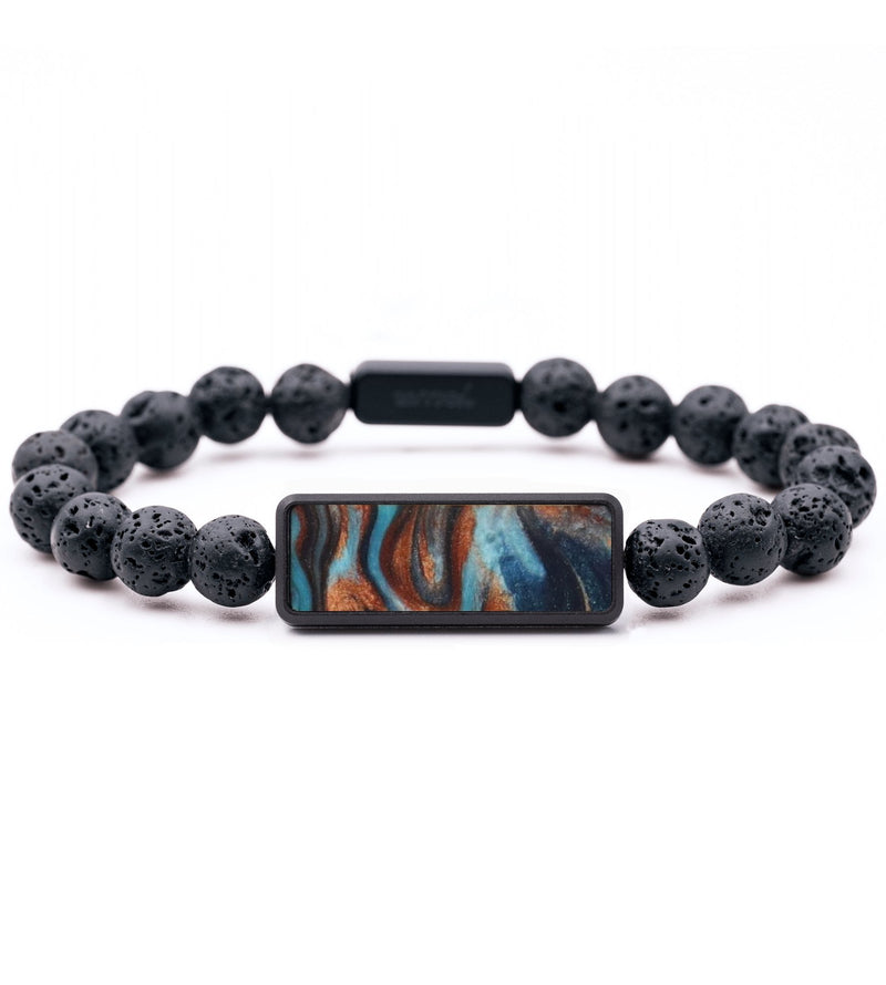Lava Bead ResinArt Bracelet - Waylon (Teal & Gold, 815758)