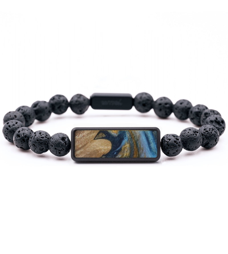 Lava Bead Wood Bracelet - Marcus (Teal & Gold, 815759)