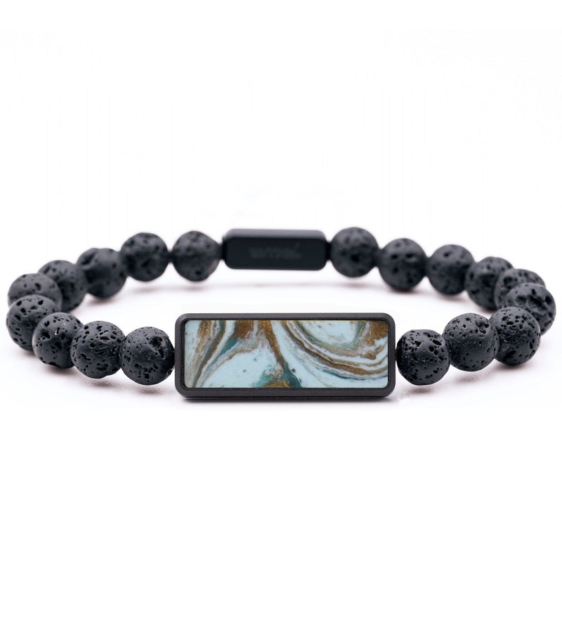 Lava Bead ResinArt Bracelet - Sherri (Teal & Gold, 815760)