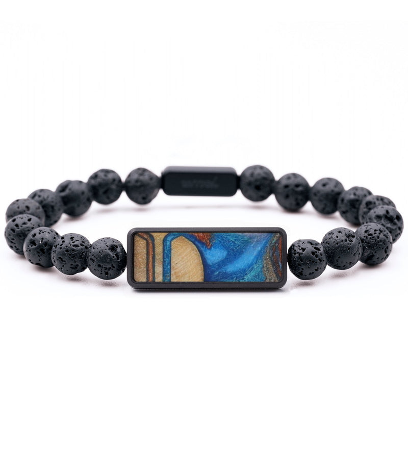 Lava Bead Wood Bracelet - Shawn (Teal & Gold, 815761)