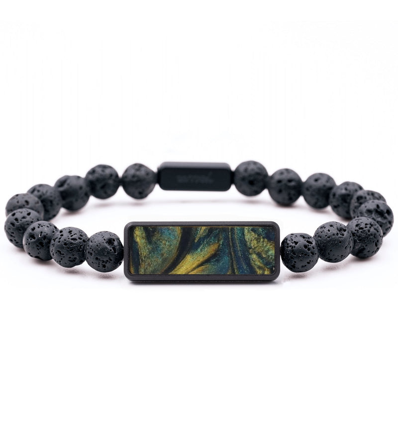 Lava Bead ResinArt Bracelet - Camron (Teal & Gold, 815762)