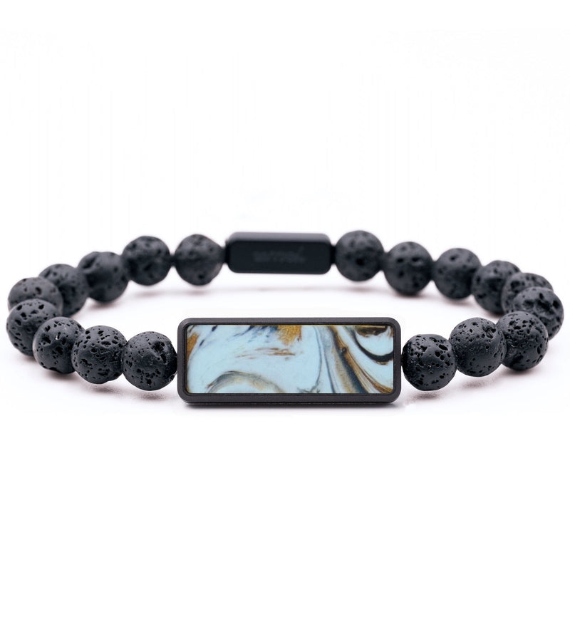 Lava Bead ResinArt Bracelet - Teagan (Teal & Gold, 815768)