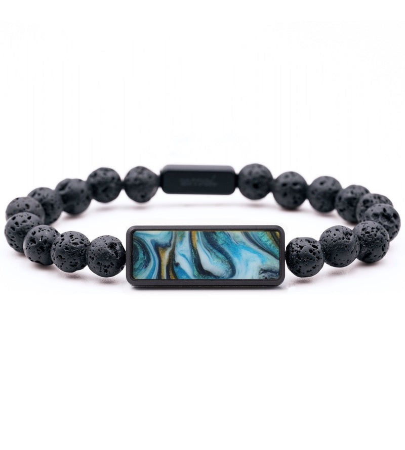 Lava Bead ResinArt Bracelet - Annette (Teal & Gold, 815769)