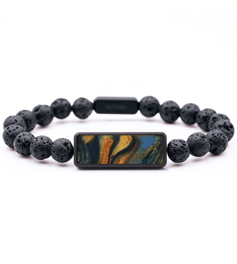 Lava Bead ResinArt Bracelet - Joseph (Teal & Gold, 815770)