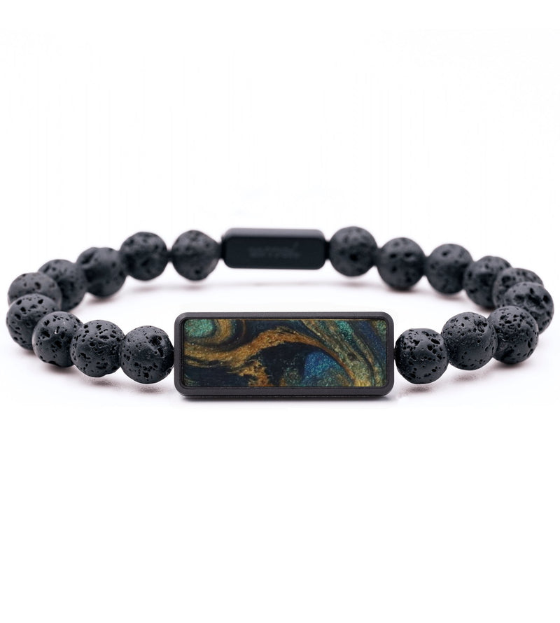 Lava Bead ResinArt Bracelet - Juan (Teal & Gold, 815774)