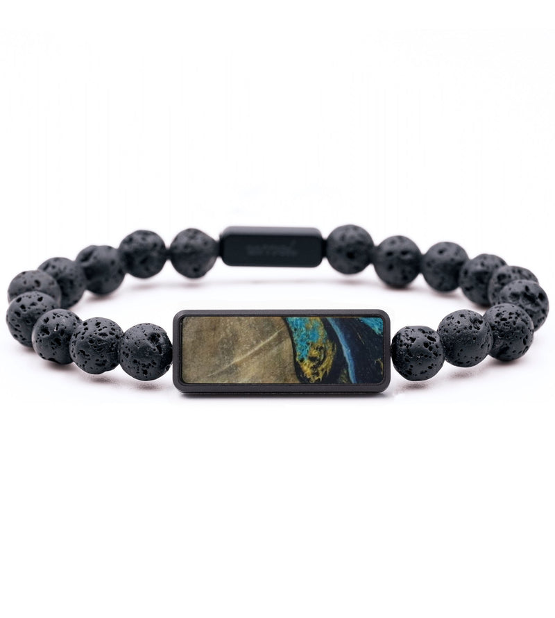 Lava Bead ResinArt Bracelet - Lucia (Teal & Gold, 815778)