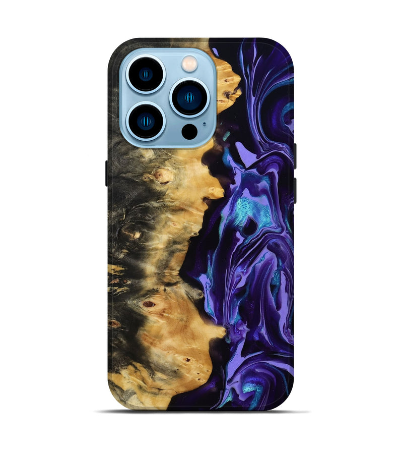 iPhone 14 Pro Wood Live Edge Phone Case - Tatum (Purple, 815788)