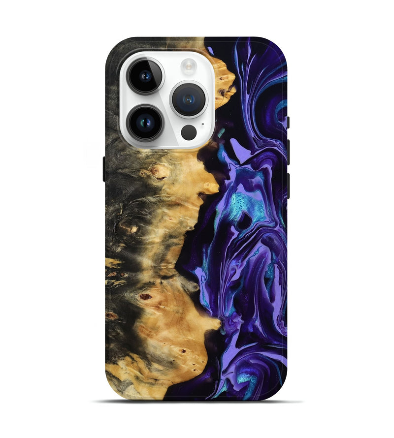 iPhone 15 Pro Wood Live Edge Phone Case - Tatum (Purple, 815788)