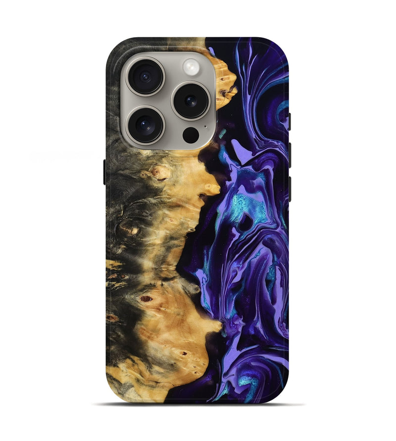 iPhone 16 Pro Wood Live Edge Phone Case - Tatum (Purple, 815788)