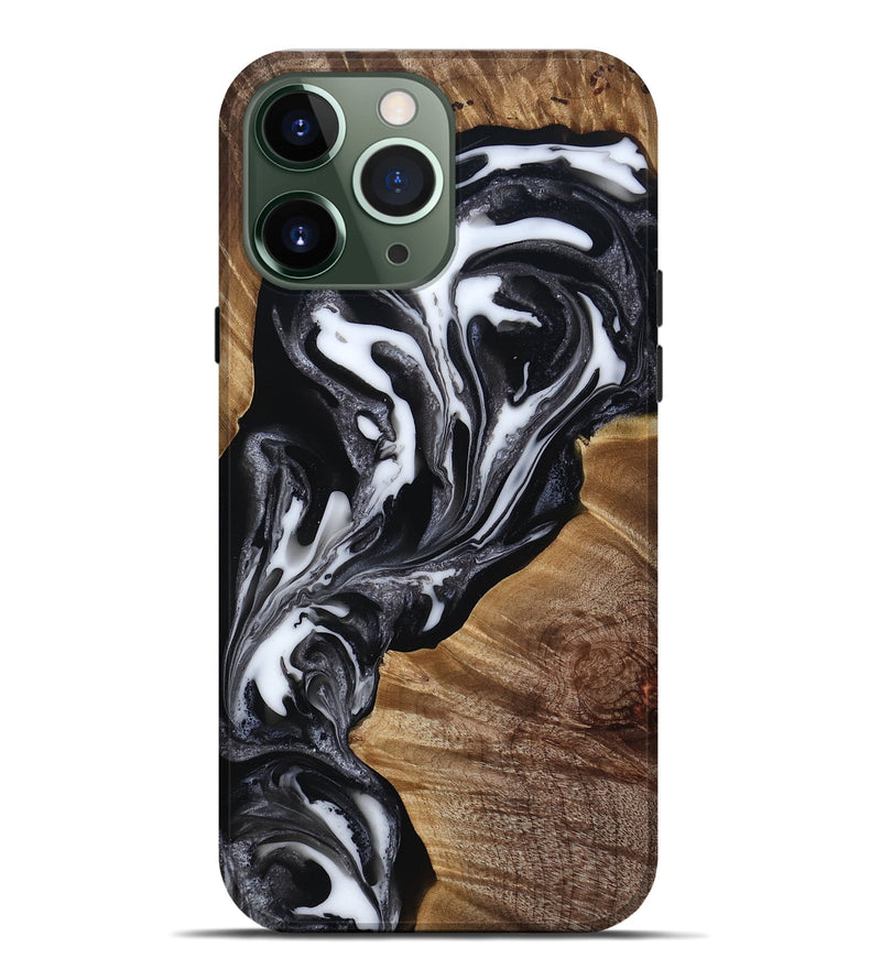 iPhone 13 Pro Max Wood Live Edge Phone Case - Denisha (Black & White, 815791)