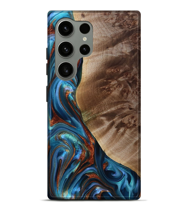 Galaxy S24 Ultra Wood Live Edge Phone Case - Citlali (Teal & Gold, 815794)