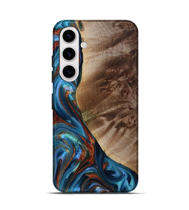 Galaxy S25 Wood Live Edge Phone Case - Citlali (Teal & Gold, 815794)